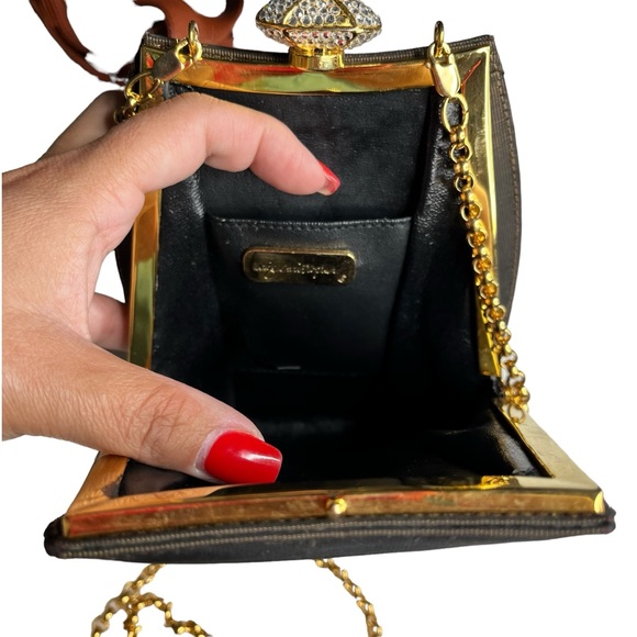 Inge Christopher Handbag Purse Dark Bronze Evening Cocktail Clutch Hard Case - Picture 3 of 4